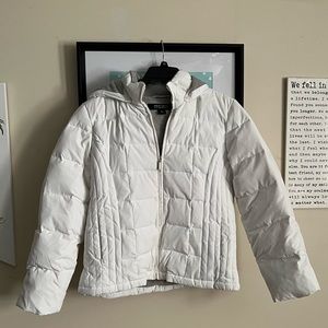 White Puffer Jacket with Removable Hood